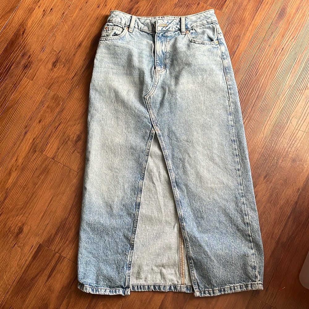 Garage Denim Long Midi Skirt